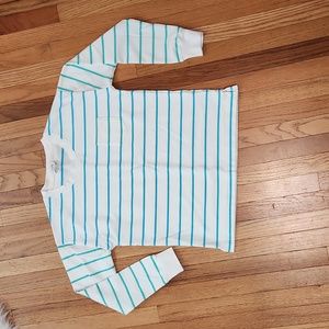 J. Crew blue and green striped white sweatshirt size XS